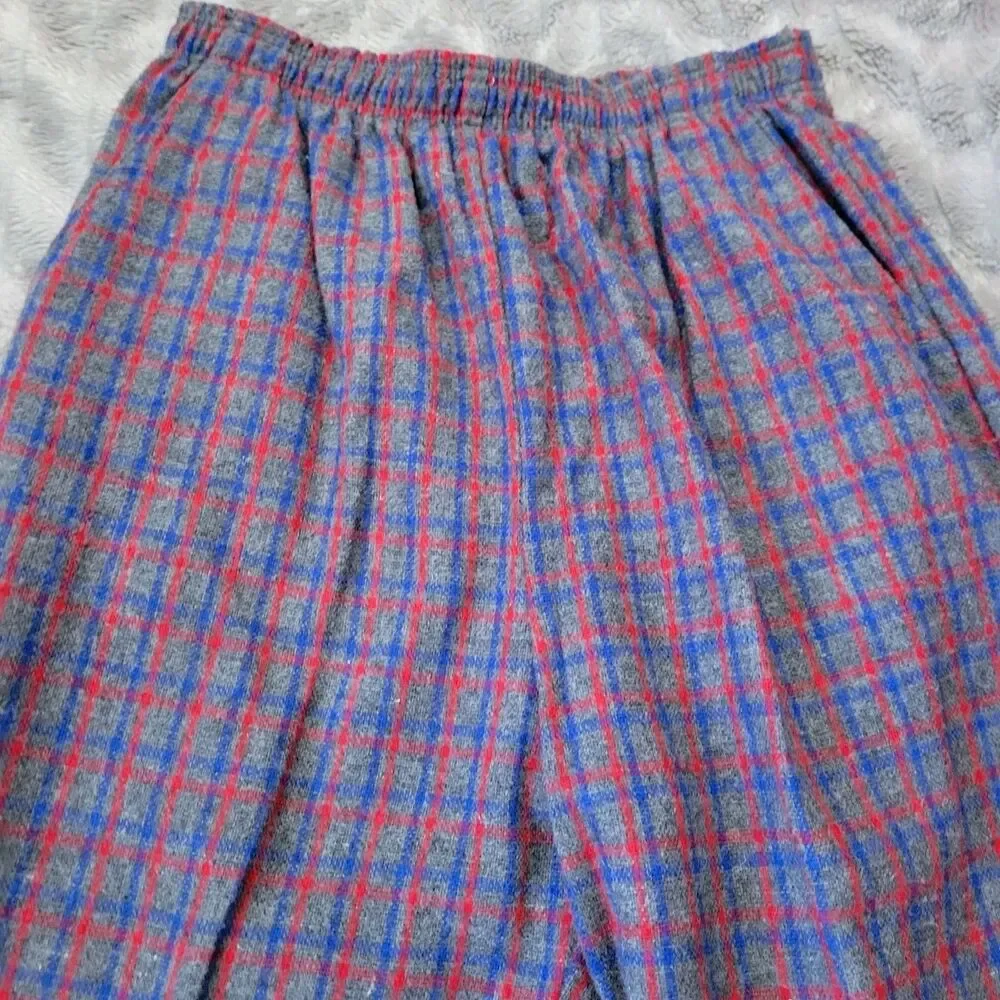 Pinwheels Vintage Womens Size 7/8 Gray Red Blue Plaid Wool Tri Blend Pants USA